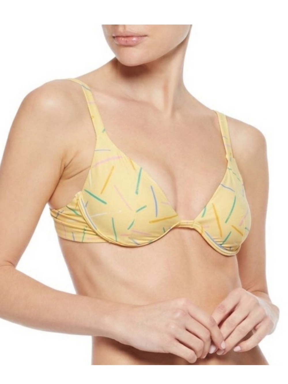Onia Ashley Yellow and pastel Dash Honey Underwire Bikini Top